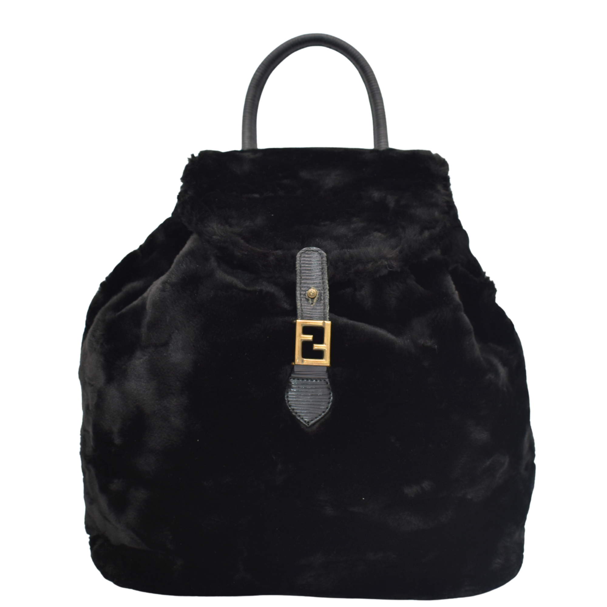 Faux Fur Black Backpack