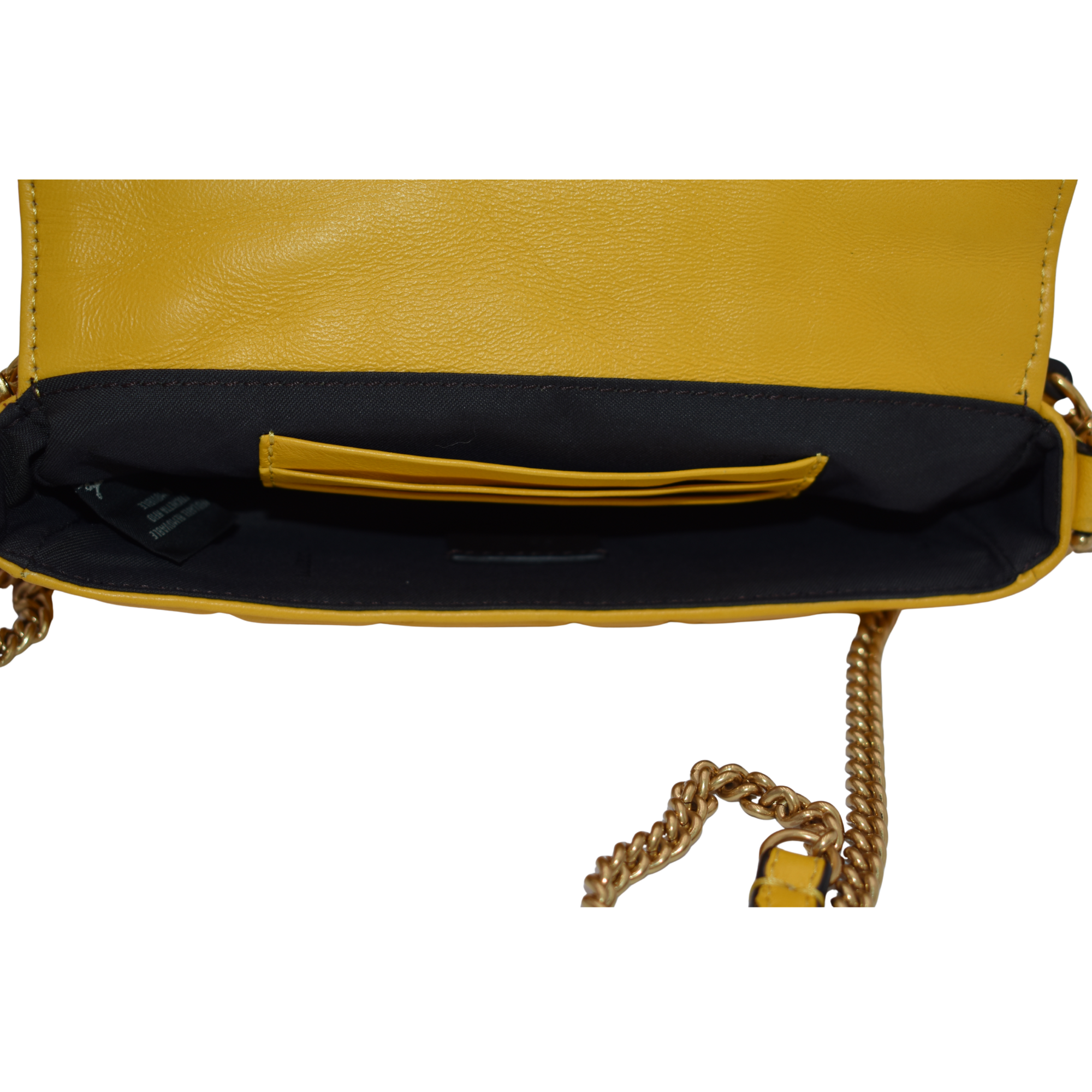 Mini Baguette Yellow FF Embossed Nappa Leather