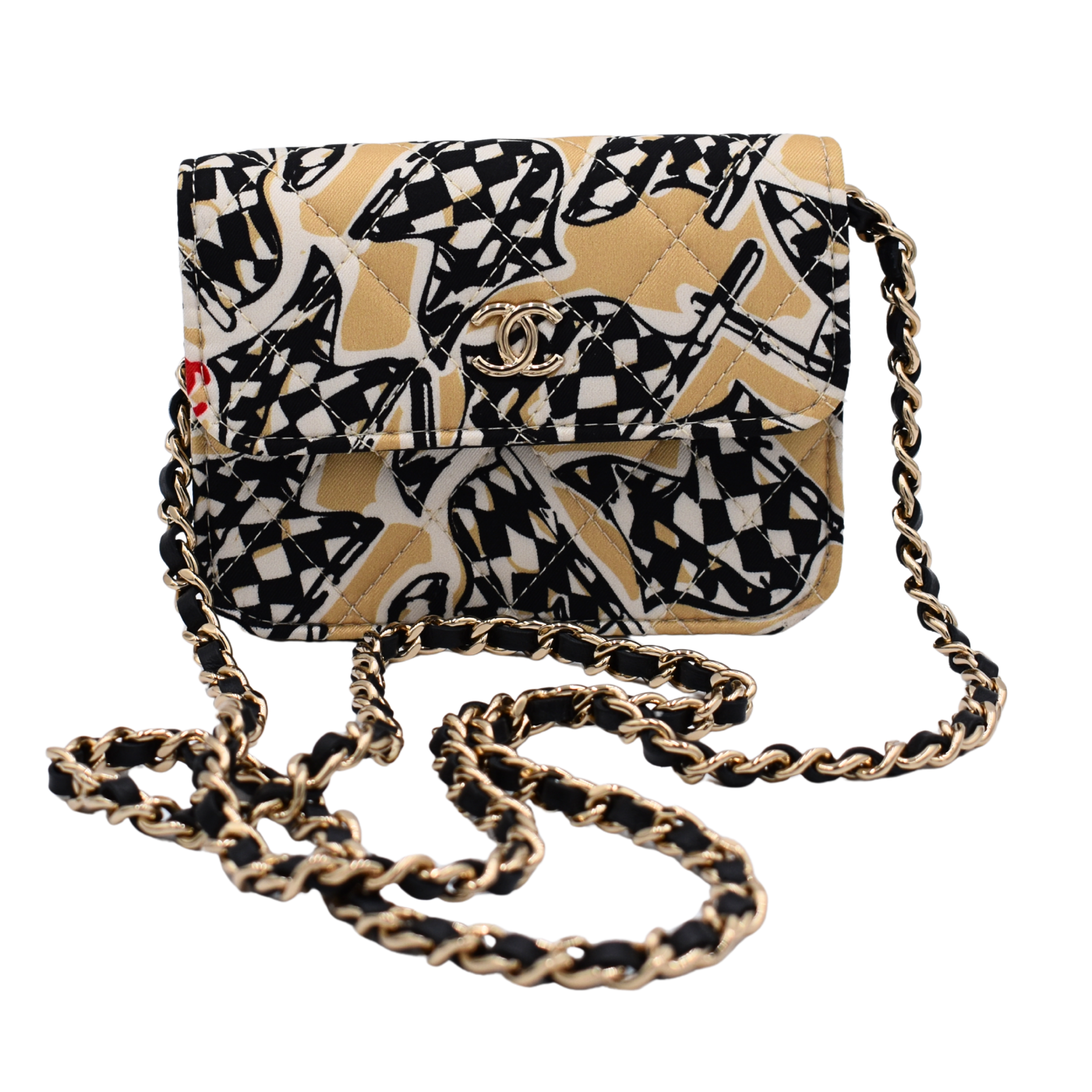 Check Flag Printed Mini Bag on Chain
