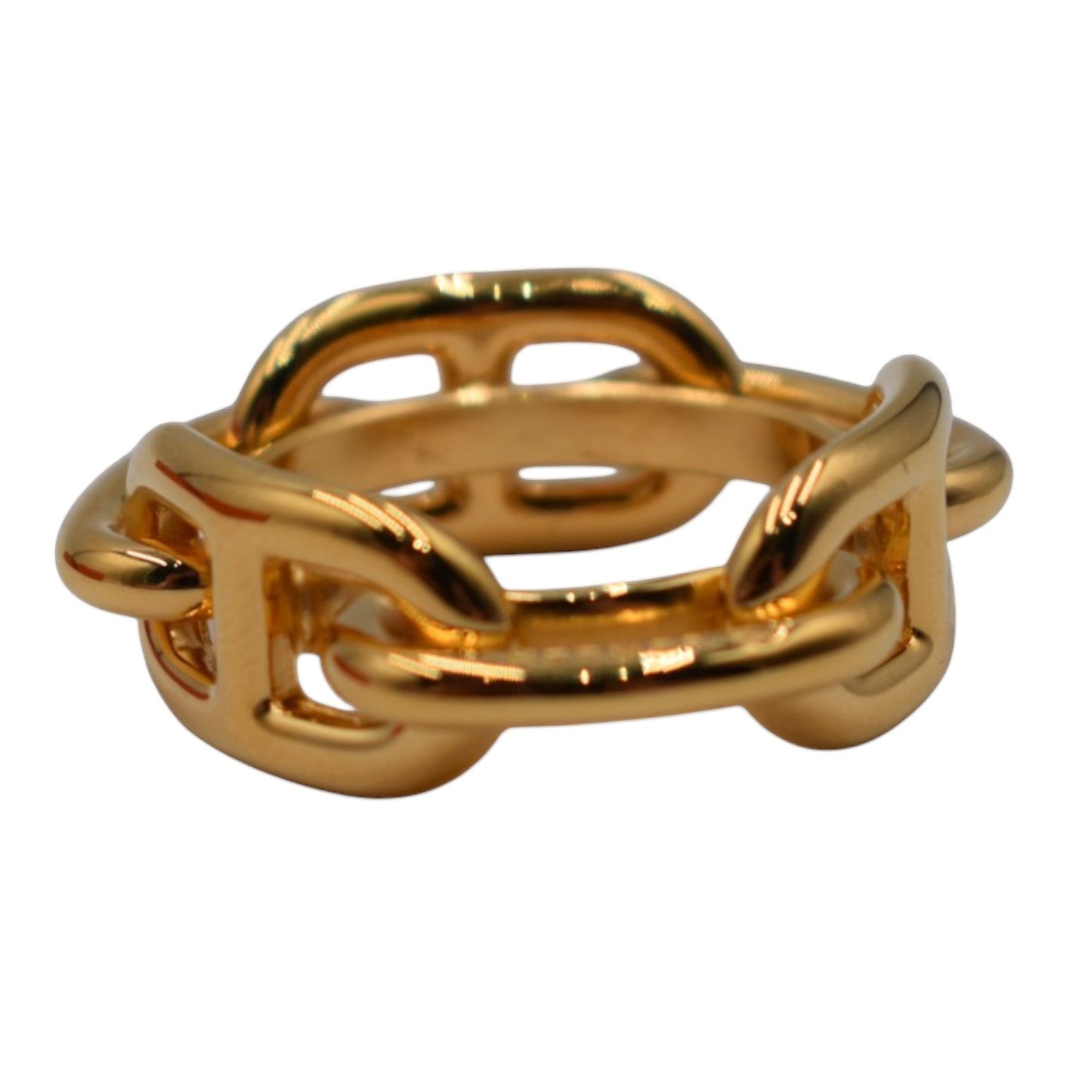Soldi gold-tone metal scarf ring with interlocking chain link design.