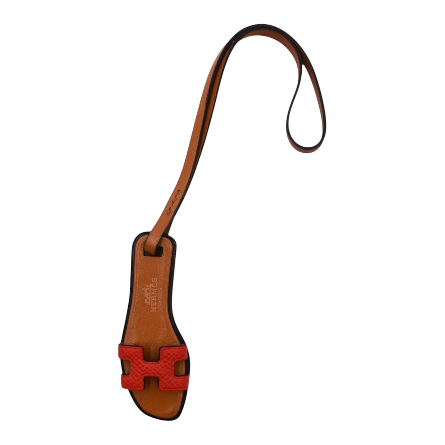 Soldi Oran Charm Red leather sandal charm with H detail and strap